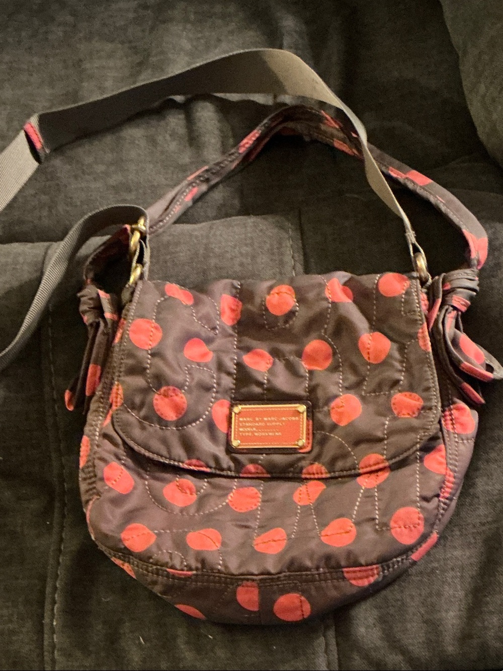 Marc by Marc Jacobs Brown Crossbody with Coral Polka Dots
